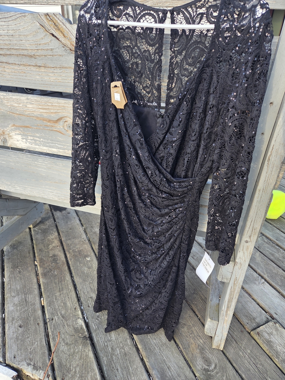 Ursula of Switzerland Black Lace Draped Midi Dress
